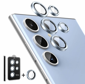 Edge Protection Anti Reflection Screen Tempered Glass Camera Lens Protector For Galaxy S23 Ultra-Blue