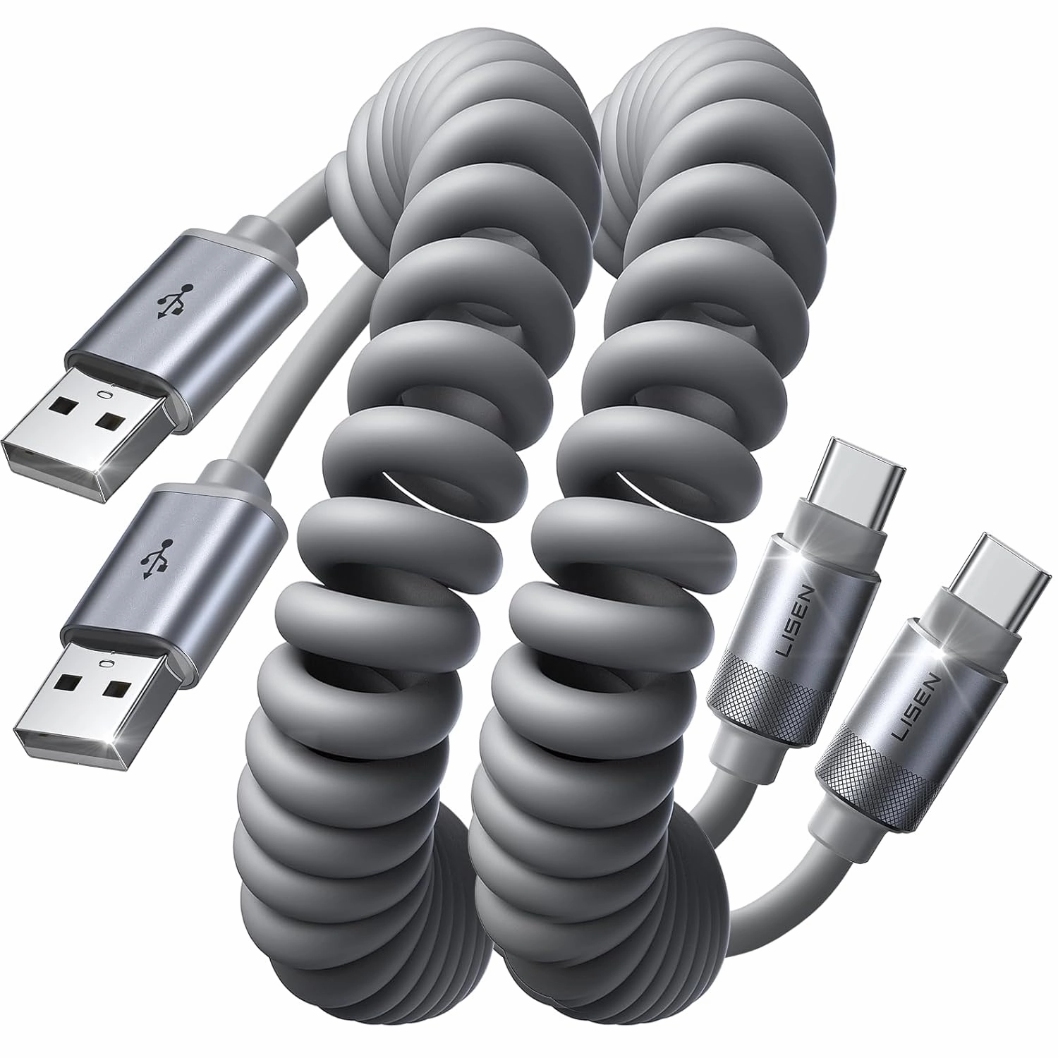 Lisen Coiled Usb C Cable Car Charger Magnetic Cable