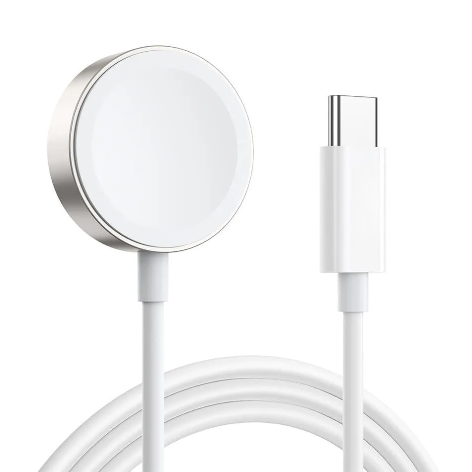 Magnetic Fast Charger To Usb-C White (1M) Stainless Steel For Apple Watch Reinforced Cable Charging Dock