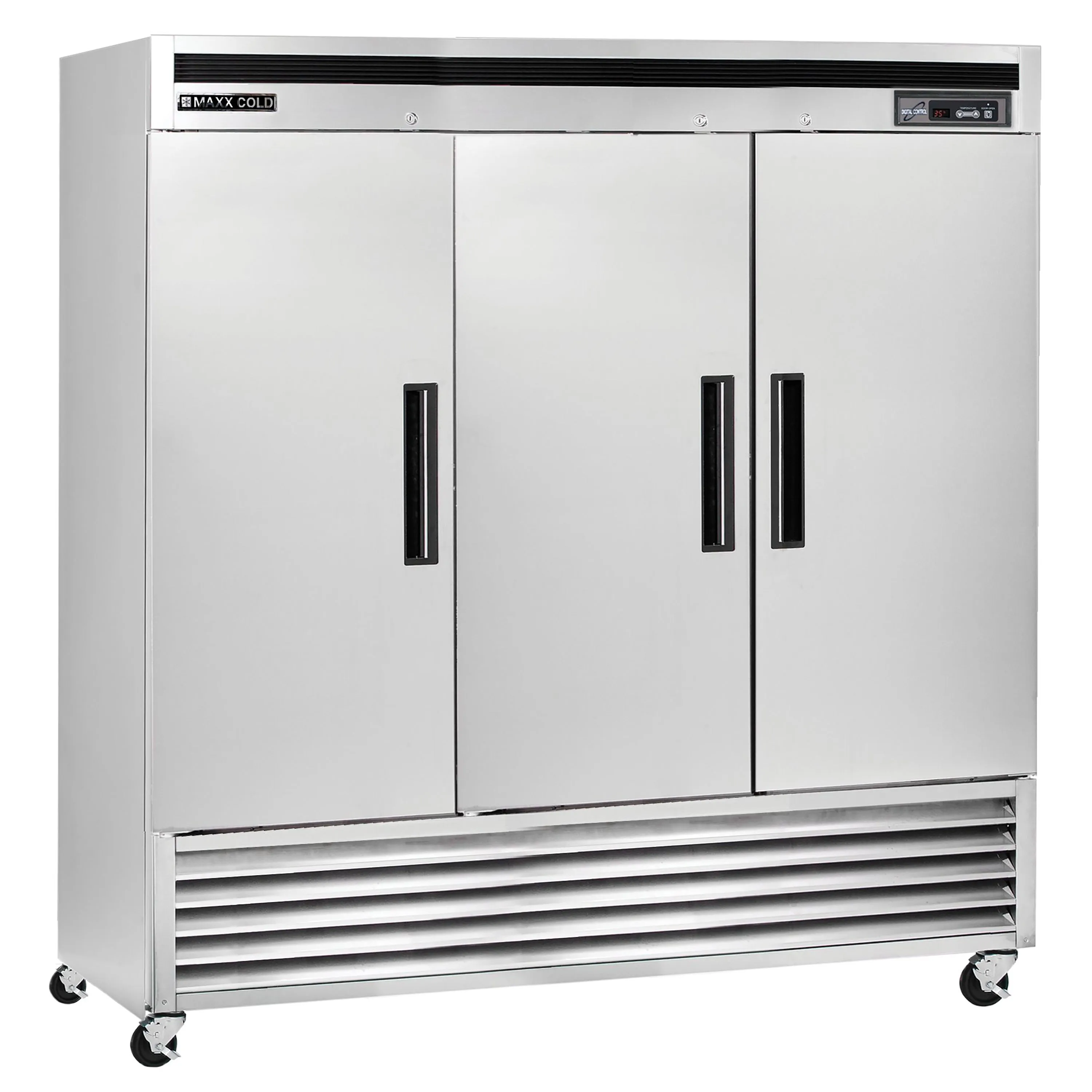 Maxx Cold - MCR-72FDHC Triple Door?Reach-In Refrigerator, Bottom Mount, 81"W, 72 cu. ft. Storage Capacity, Energy Star Rated, in Stainless Steel