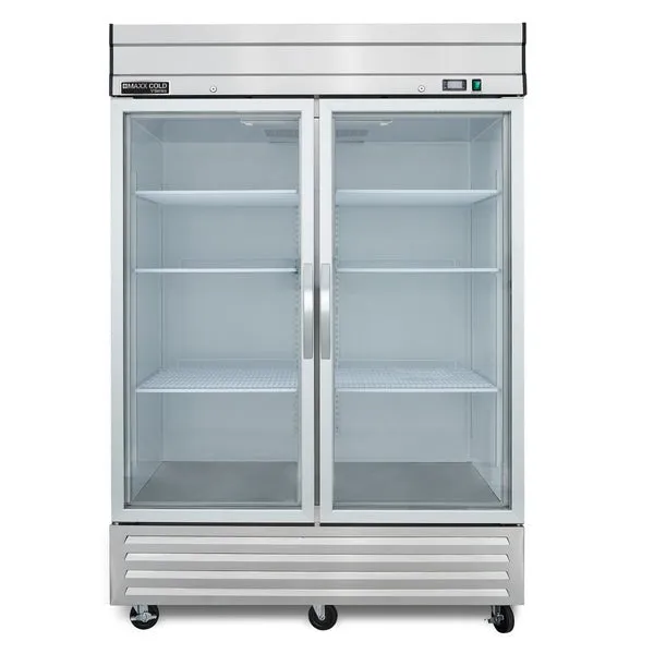 Maxx Cold - MVR-49GDHC V-Series 2 Glass Door Reach-In Refrigerator, Bottom Mount, in Stainless Steel