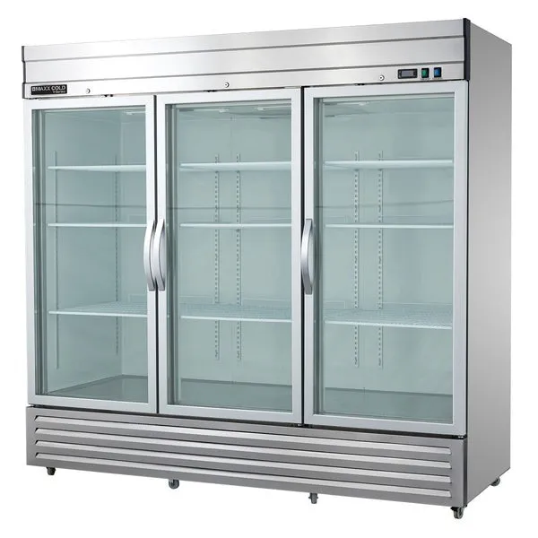 Maxx Cold - MVR-72GDHC V-Series 3 Glass Door Reach-In Refrigerator, Bottom Mount, in Stainless Steel