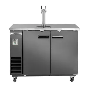 Maxx Cold - MXBD48-1BHC Single Tower, 2 Tap Beer Dispenser, 47.5"W, 10.5 cu. ft., 2 Barrels/Kegs (297L)?Storage Capacity, in Black with Stainless Steel Top