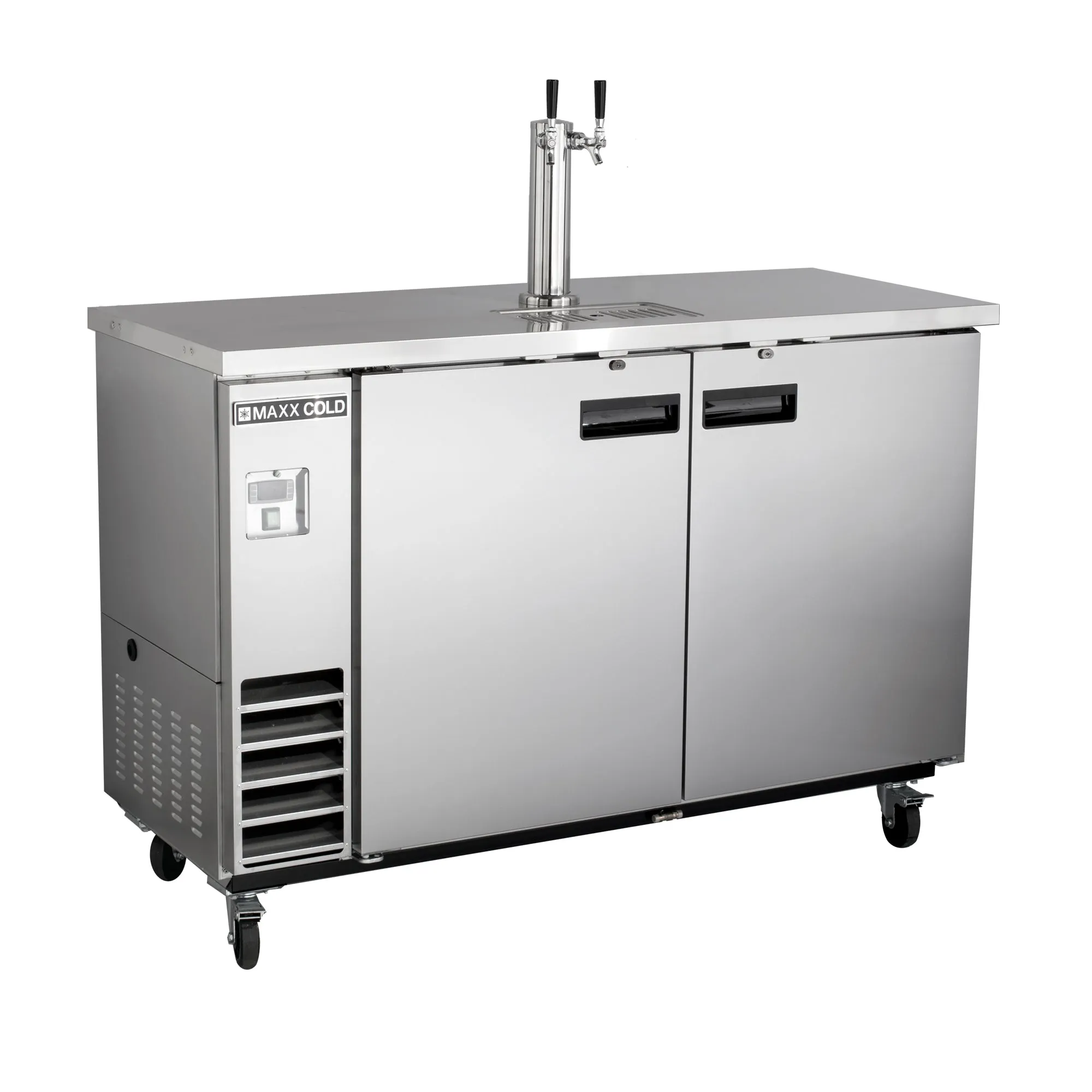 Maxx Cold - MXBD60-1SHC Single?Tower, 2 Tap Beer Dispenser, 61"W, 14.2 cu. ft., 2 Barrels/Kegs (402L) Storage Capacity,?in?Stainless Steel
