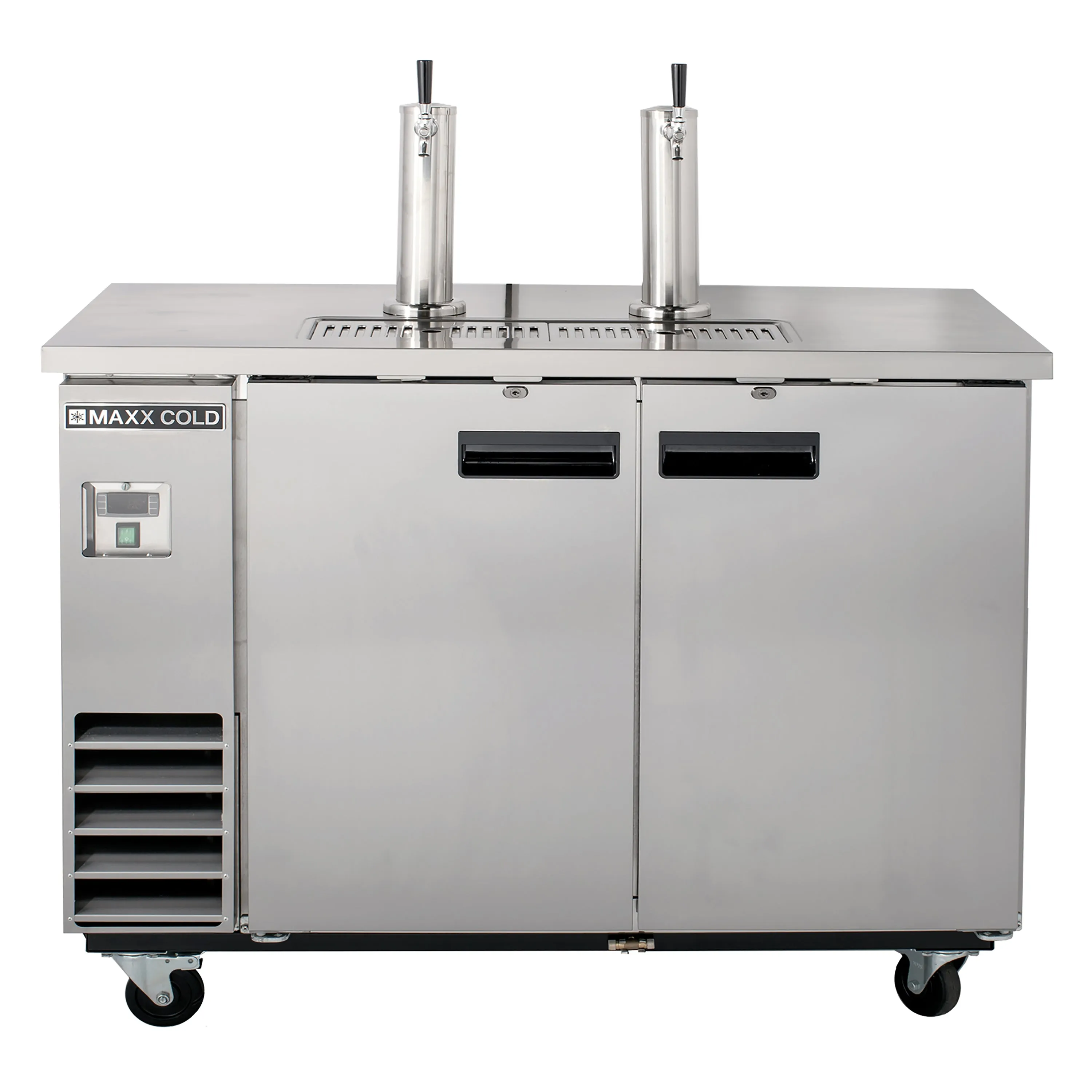 Maxx Cold - MXBD60-2SHC?Dual Tower, 2 Tap Beer Dispenser, 61"W, 14.2 cu. ft., 2 Barrels/Kegs (402L) Storage Capacity,?in?Stainless Steel