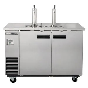 Maxx Cold - MXBD60-2SHC?Dual Tower, 2 Tap Beer Dispenser, 61"W, 14.2 cu. ft., 2 Barrels/Kegs (402L) Storage Capacity,?in?Stainless Steel