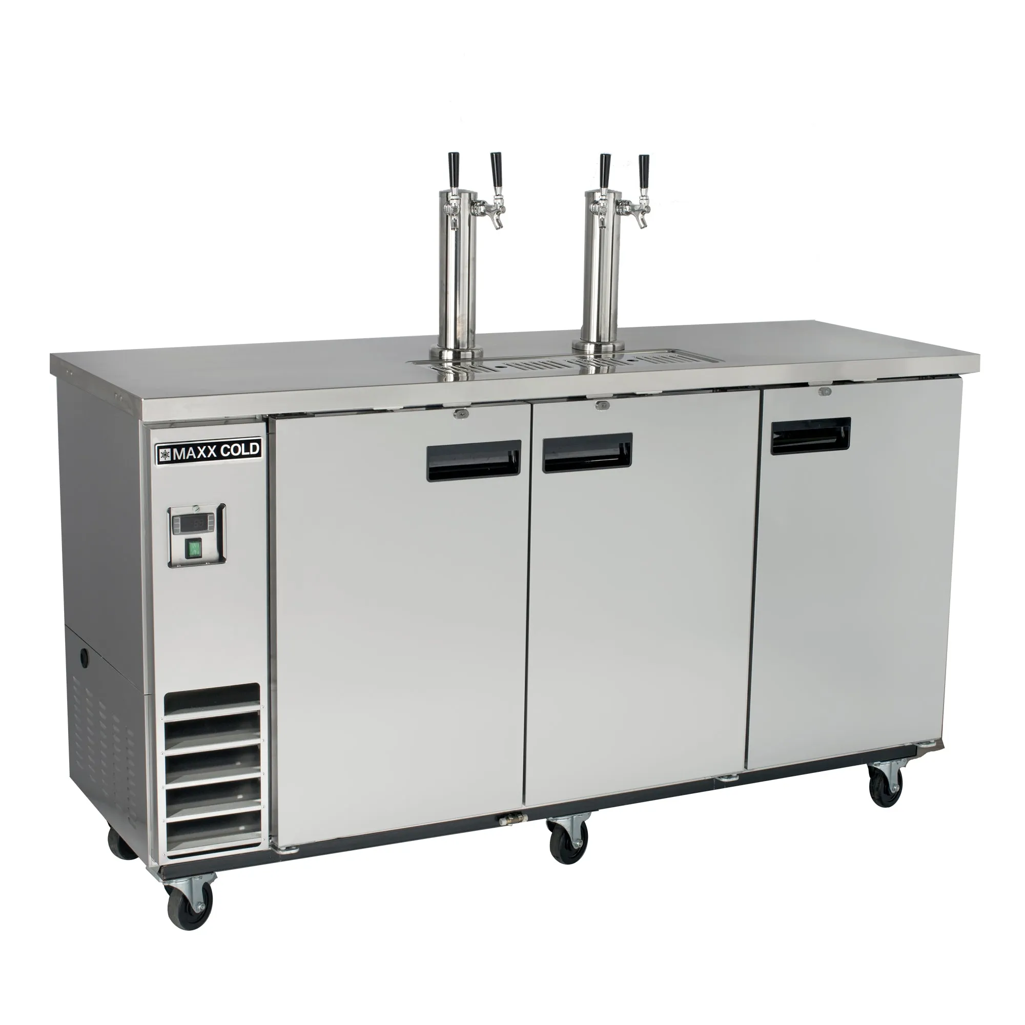 Maxx Cold - MXBD72-2SHC?Dual Tower, 2 Tap Beer Dispenser, 73"W, 17.3 cu. ft., 3 Barrels/Kegs (490L) Storage Capacity,?in?Stainless Steel