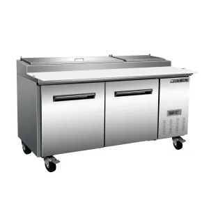 Maxx Cold - MXCPP70HC Two-Door Refrigerated Pizza Prep Table, 70.8??W, 22 cu. ft. Storage Capacity, Equipped with (9) 4?? Deep Pans and Cutting Board, in Stainless Steel