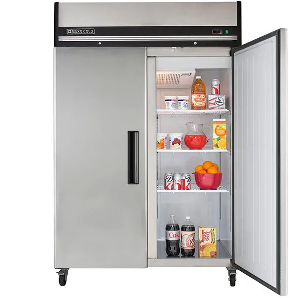 Maxx Cold - MXCR-49FDHC Double Door Reach-In Refrigerator, Top Mount, 49 cu. ft., Energy Star, in Stainless Steel