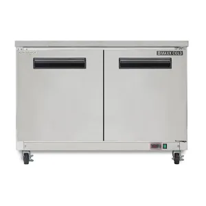 Maxx Cold - MXCR48UHC Double Door Undercounter Refrigerator, 12 cu. ft. Storage Capacity, in Stainless Steel