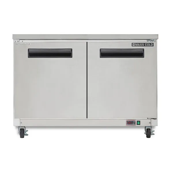 Maxx Cold - MXCR48UHC Double Door Undercounter Refrigerator, 12 cu. ft. Storage Capacity, in Stainless Steel