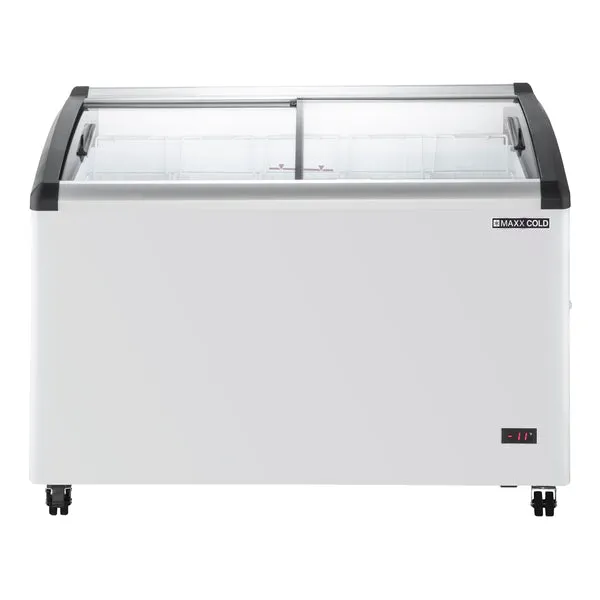 Maxx Cold - MXF48CHC-5 Curved Glass Top Chest Freezer Display, 8.62 cu. ft. Storage Capacity, in White