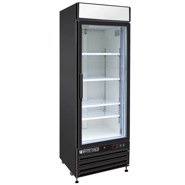 Maxx Cold - MXM1-23FBHC Single Glass Door Merchandiser Freezer, 23 cu. ft. Storage Capacity, in Black