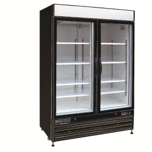 Maxx Cold - MXM2-48RBHC Double Glass Door Merchandiser Refrigerator, Swing Door, 48 cu. ft., Energy Star, in Black