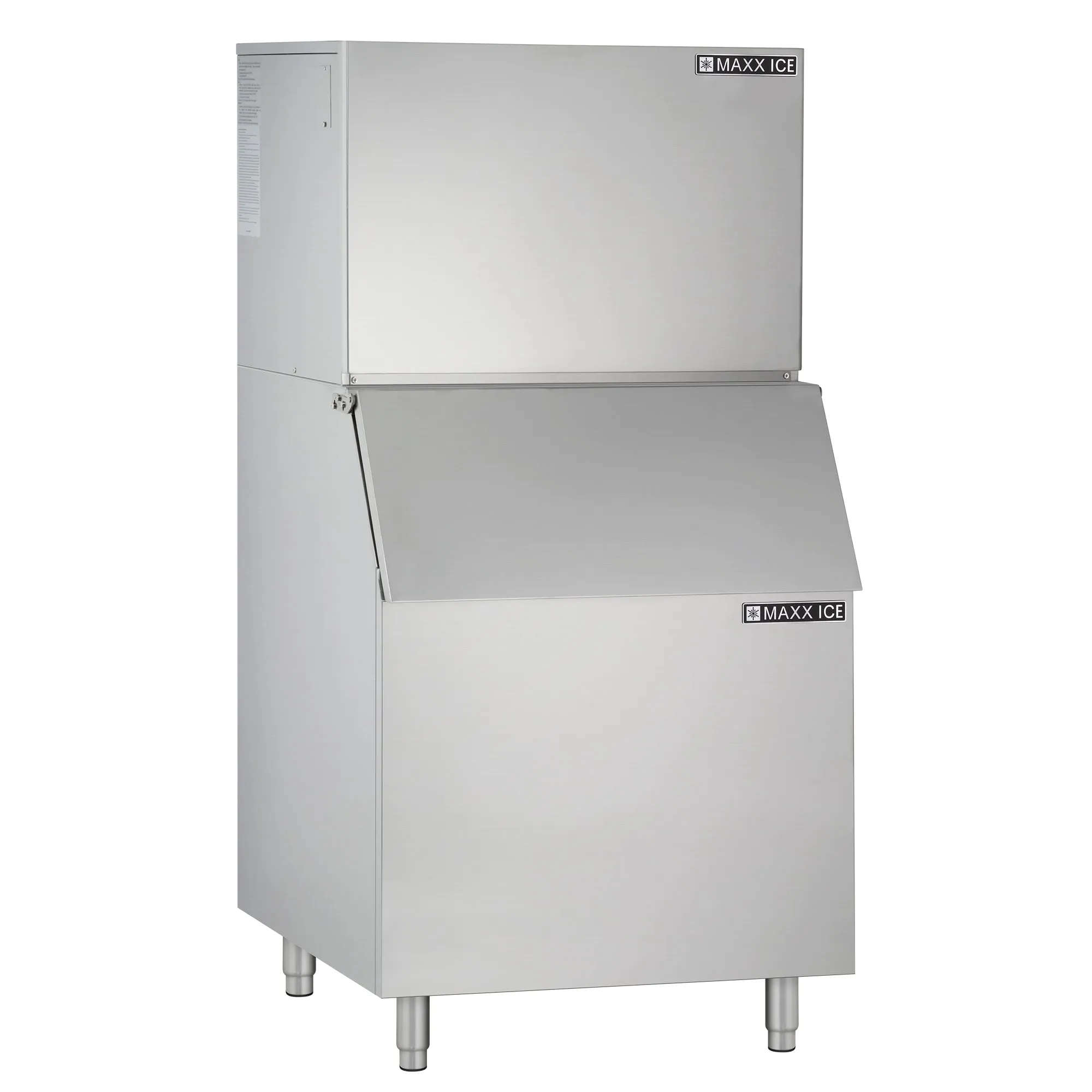 Maxx Ice - MIM452-B580SS, Maxx Ice Modular Ice Machine, 30"W, 460 lbs, Full Dice Ice Cubes, and Storage Bin, 30"W, 580 lbs, in Stainless Steel