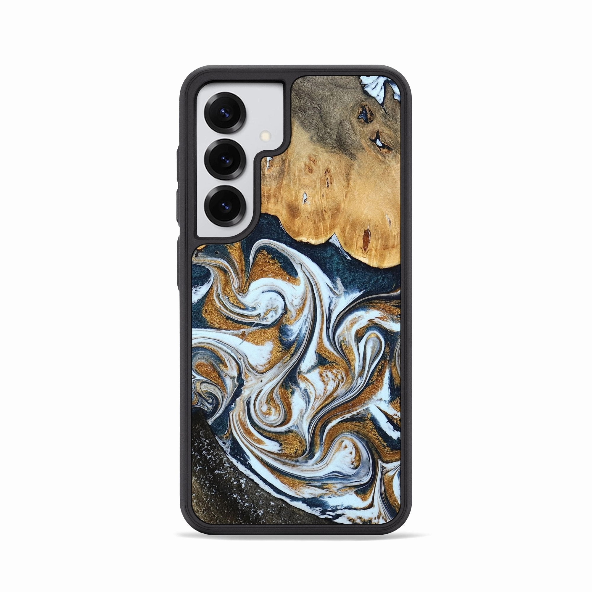 Galaxy S25 Wood Phone Case - Jovan (Teal & Gold, 779556) Bubble Free Installation