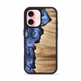 Protective Cover Iphone 16 Wood Phone Case - Lindy (Blue, 778671)