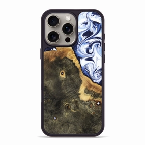 Iphone 16 Pro Max Wood Phone Case - Carla (Blue, 764141) Tempered Screen Protector