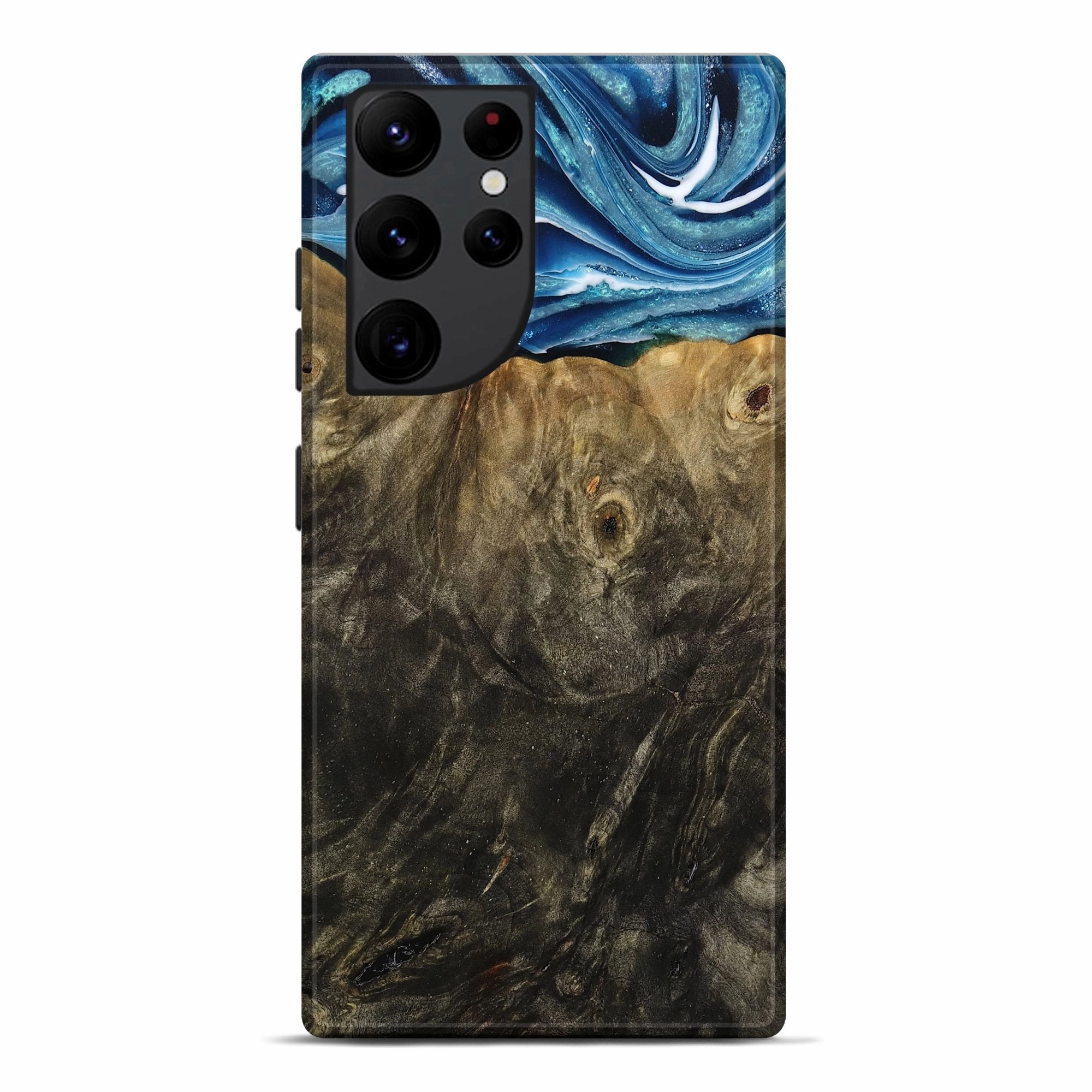 Galaxy S22 Ultra Wood Live Edge Phone Case - Nikki (Blue, 778174) Anti Scratch Coating