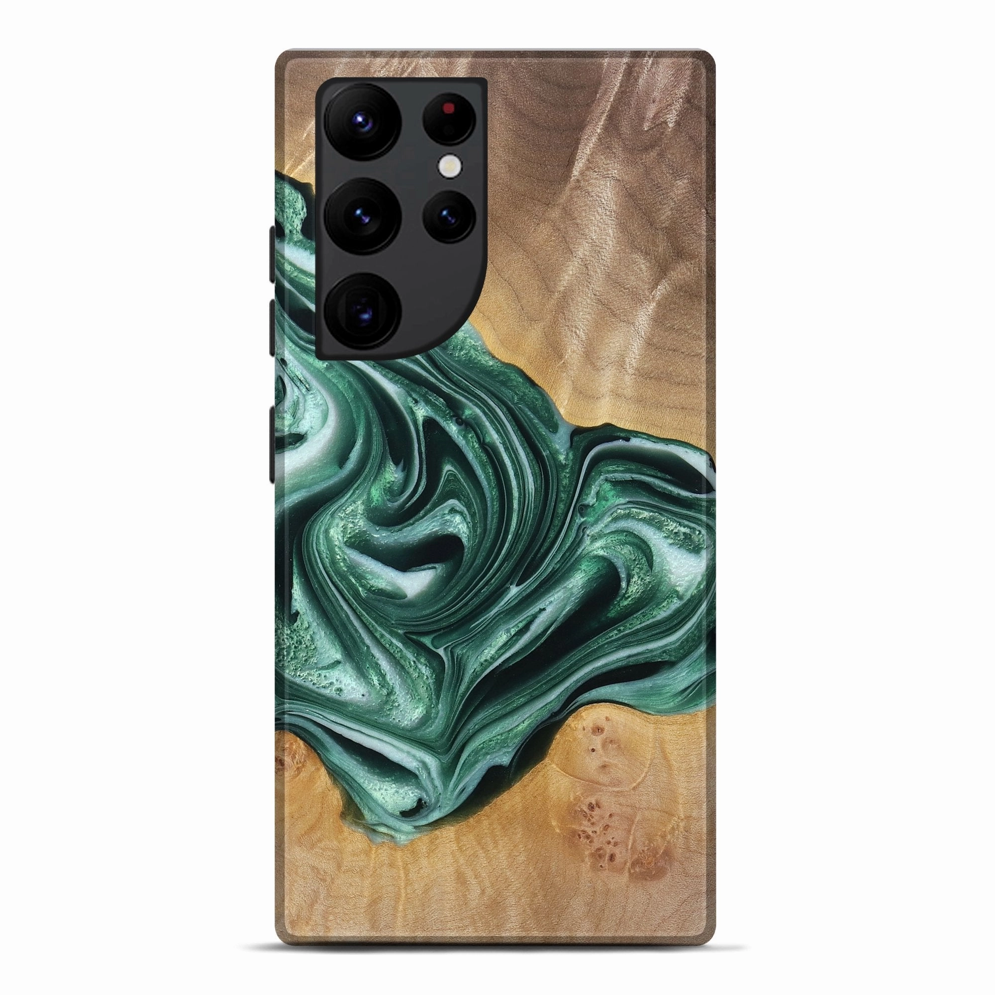 Galaxy S22 Ultra Wood Live Edge Phone Case - Rory (Green, 766062) Anti Spy Shatterproof Glass