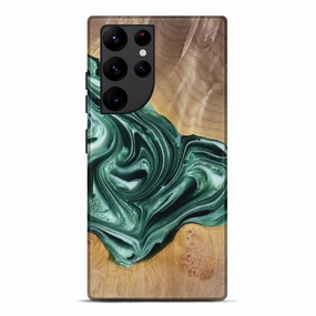 Galaxy S22 Ultra Wood Live Edge Phone Case - Rory (Green, 766062) Anti Spy Shatterproof Glass