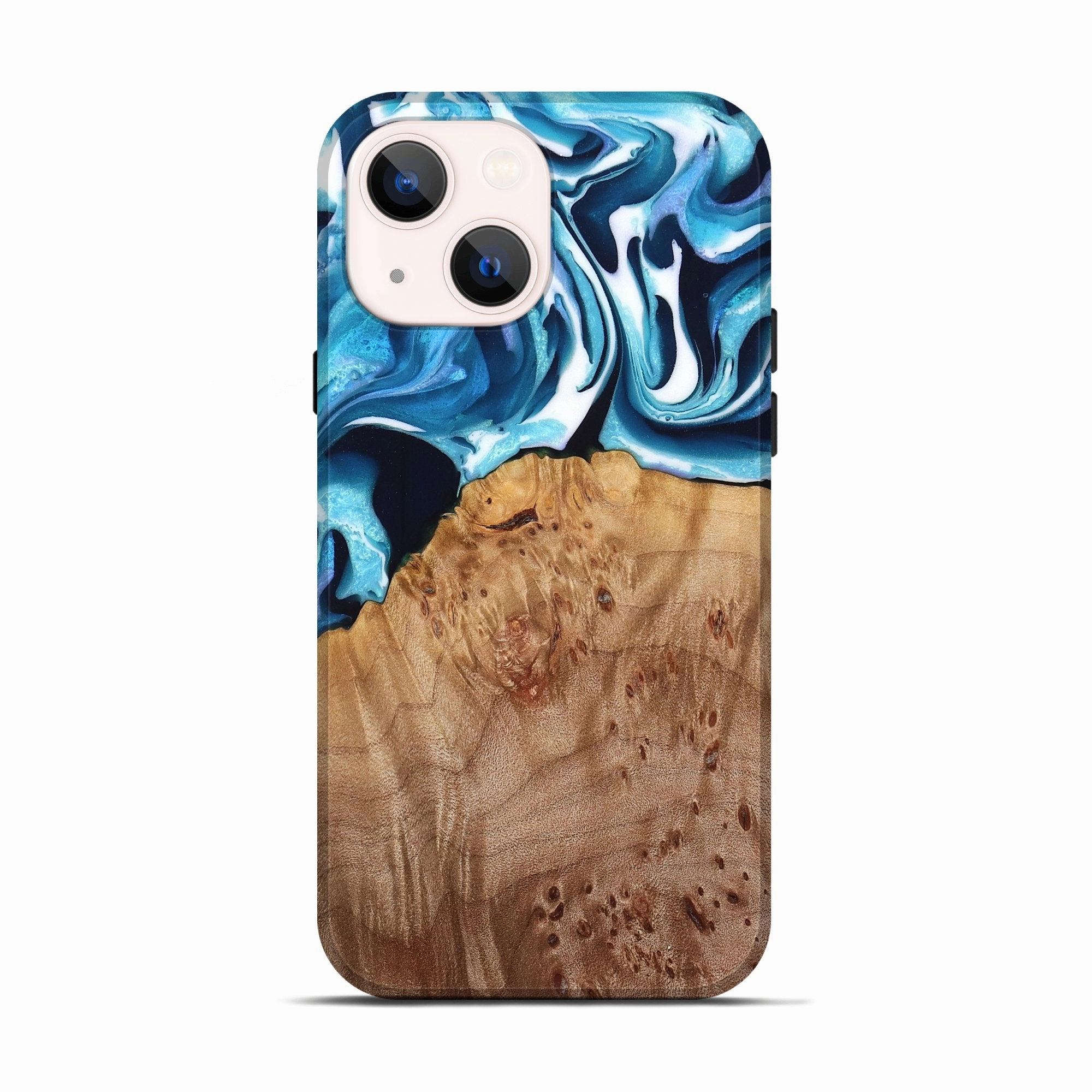 Iphone 13 Wood Live Edge Phone Case - Olga (Blue, 776917) Fingerprint Repellent Ultra Slim Protector