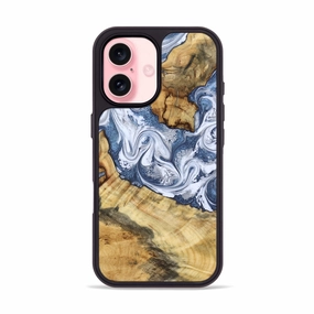 Crystal Clear Screen Iphone 16 Wood Phone Case - Aileen (Blue, 781146)