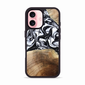 Anti Yellowing Anti Finger Smear Iphone 16 Wood Phone Case - Melany (Black & White, 780756)