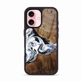 Fingerprint Free Iphone 16 Wood Phone Case - Shanon (Black & White, 772070)