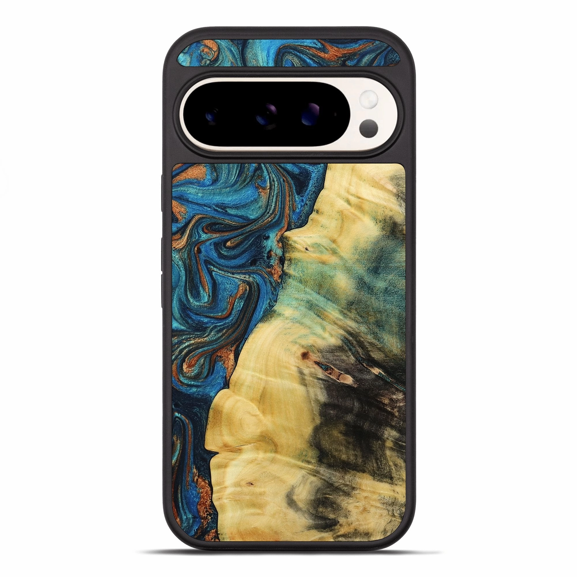 Scratch Resistant Coating Edge to Edge Protection Pixel 10 Pro Xl Wood Phone Case - Eugenia (Teal & Gold, 772566)