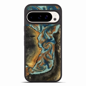 Pixel 10 Pro Xl Wood Phone Case - Jayla (Teal & Gold, 780426) Crystal Clear Screen Anti Spy Film
