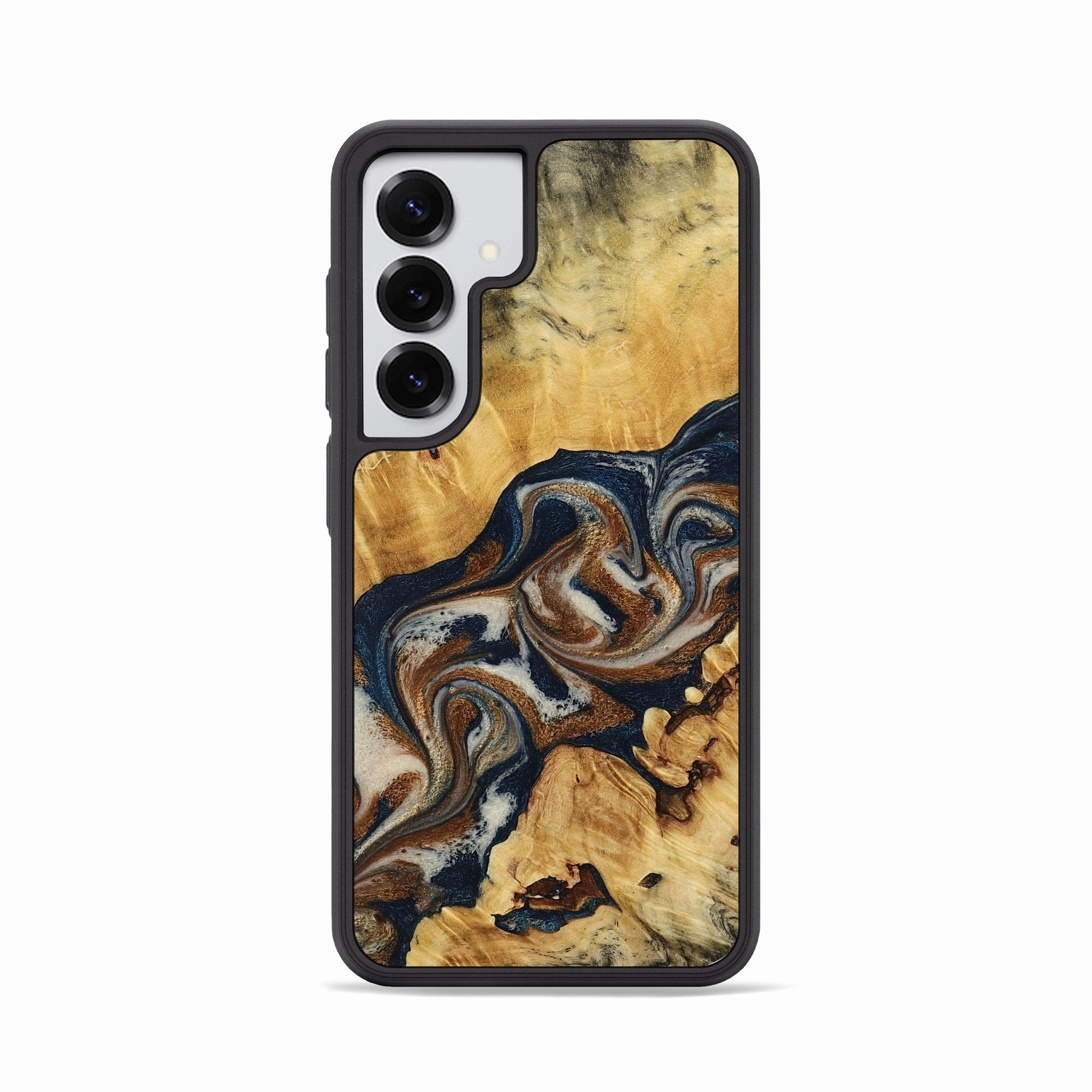 Shock Absorption Anti Scratch Shield Galaxy S25 Wood Phone Case - Stormi (Teal & Gold, 780267)
