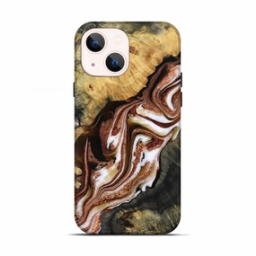 Iphone 13 Wood Live Edge Phone Case - Kanisha (Black & White, 781012) Water Resistant