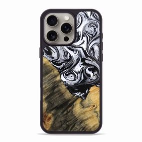 Iphone 16 Pro Max Wood Phone Case - Zev (Black & White, 770198) Self Healing
