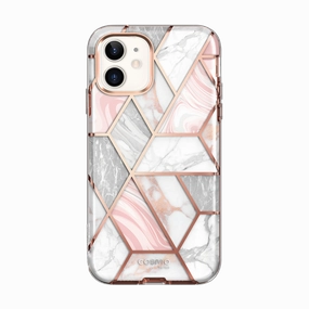 Iphone 12 Cosmo Case - Marble Pink Fingerprint Shield Anti Spy Film