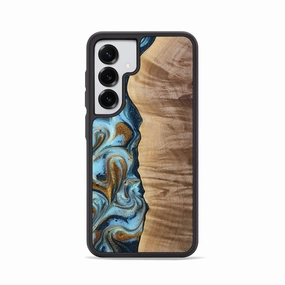 Galaxy S25 Wood Phone Case - Jacklyn (Teal & Gold, 770390) Screen Guard