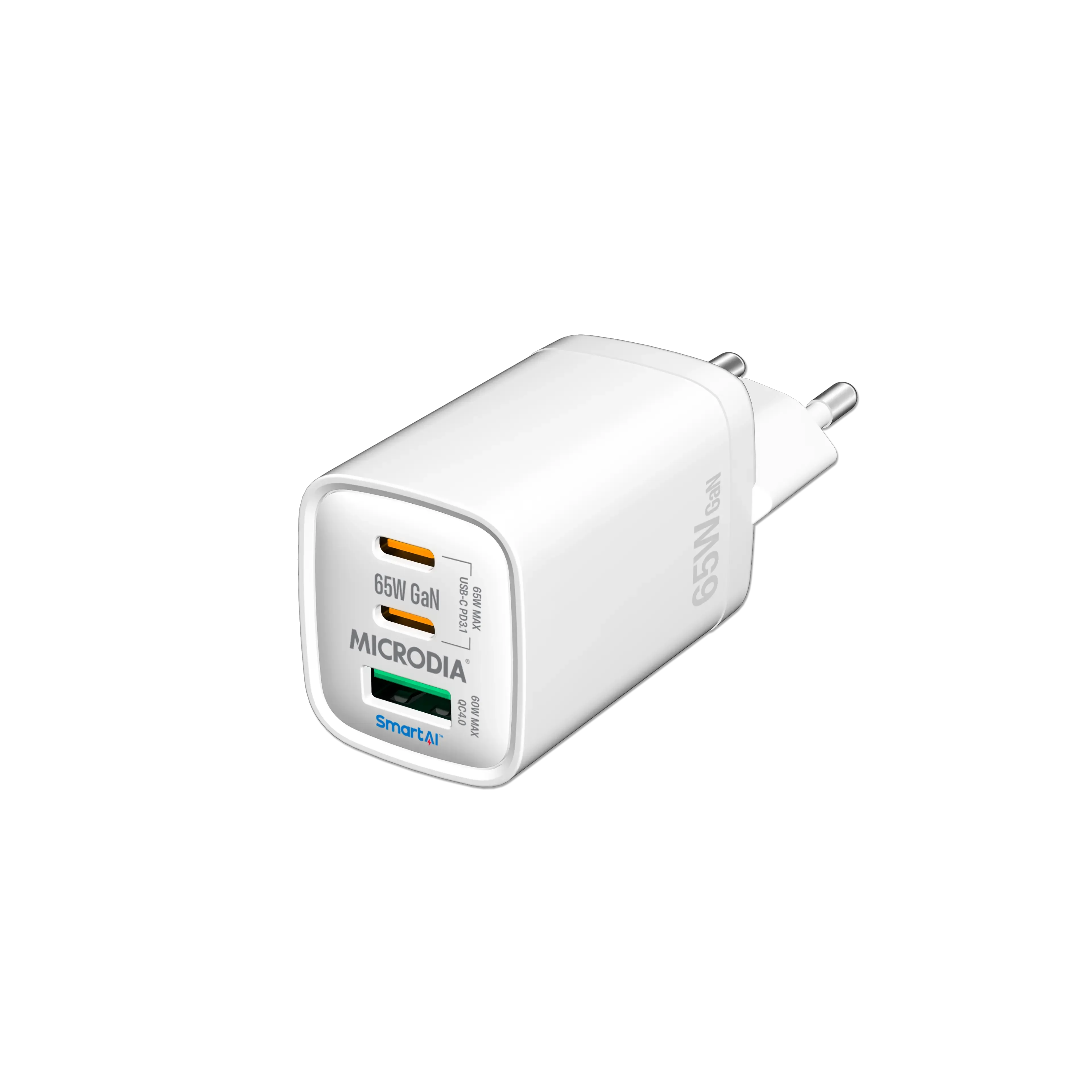USB Hub Charger Cable Clip Microdia Smartcube Nano 65W, Gan Wall Charger, Dual Usb-C Pd3.1