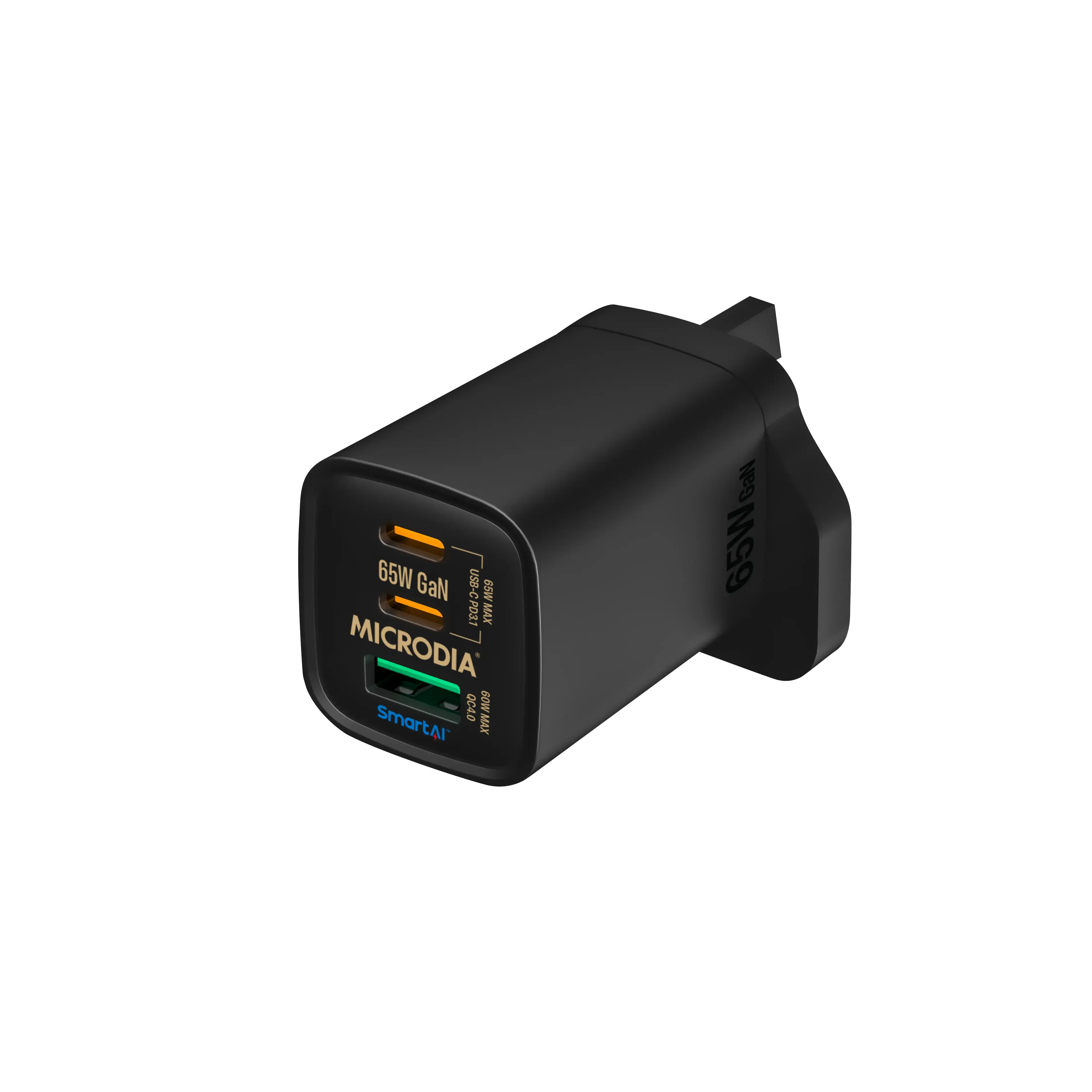 Microdia Smartcube Nano 65W, Gan Wall Charger, Dual Usb-C Pd3.1 Convenient Charging