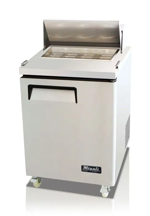 Migali - C-SP27-8-HC, 27?? 8 Pan Sandwich Salad Food Prep Table 6.5 cu. ft.
