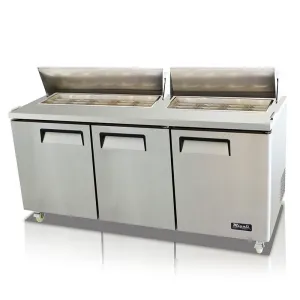 Migali - C-SP72-18-HC, Commercial 72" 18 Pan Salad Sandwich Food Prep Table Refrigerator 24.5 cu. ft.