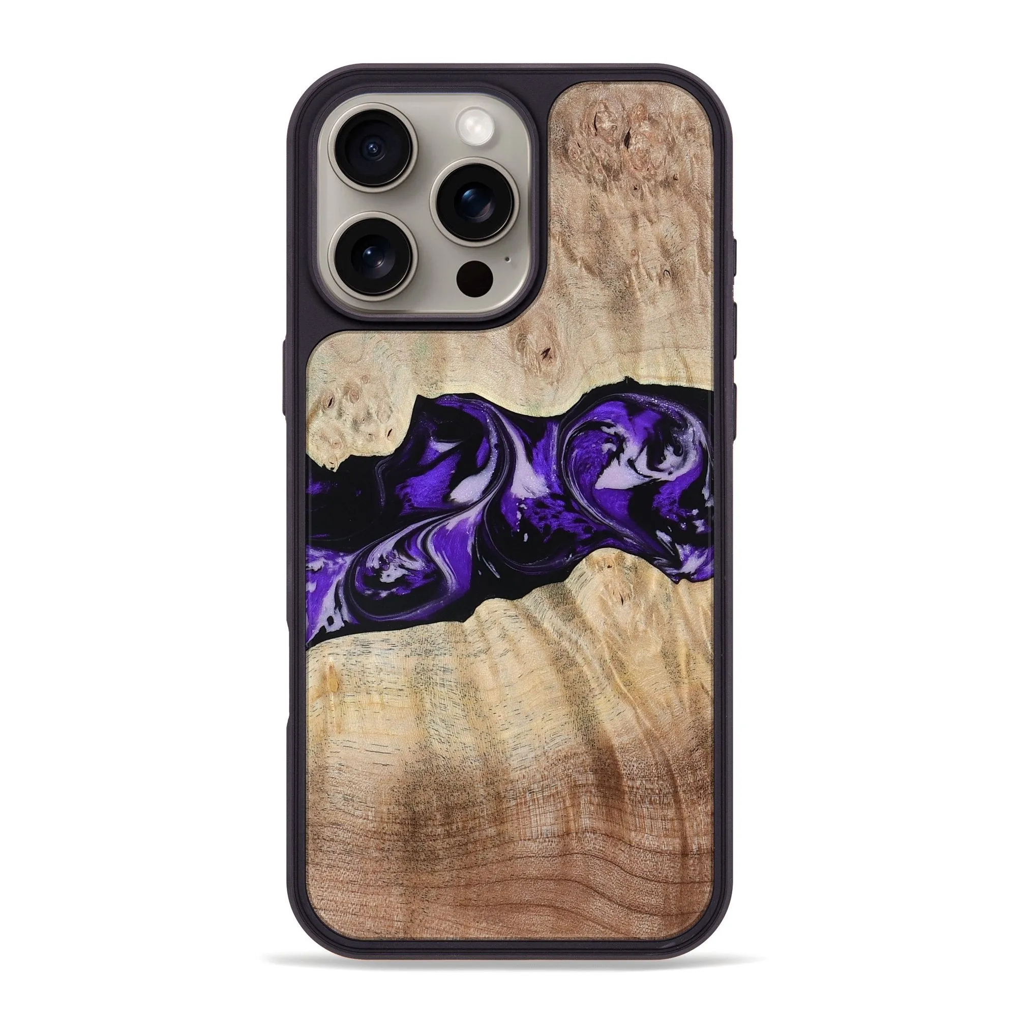 Edge Protection Anti Blue Light Iphone 16 Pro Max Wood Phone Case - Wash (Purple, 780951)