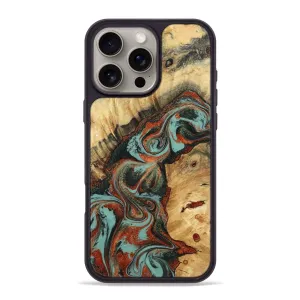 Iphone 16 Pro Max Wood Phone Case - Ahmad (Green, 781739) Raised Edges Anti Oil Film