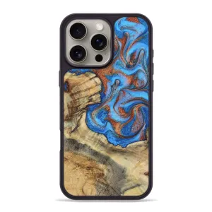 Iphone 16 Pro Max Wood Phone Case - Petra (Teal & Gold, 780979) Anti Glare
