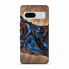Pixel 7 Wood Live Edge Phone Case - Elaine (Teal & Gold, 777398) HD Screen Protector Anti Yellowing