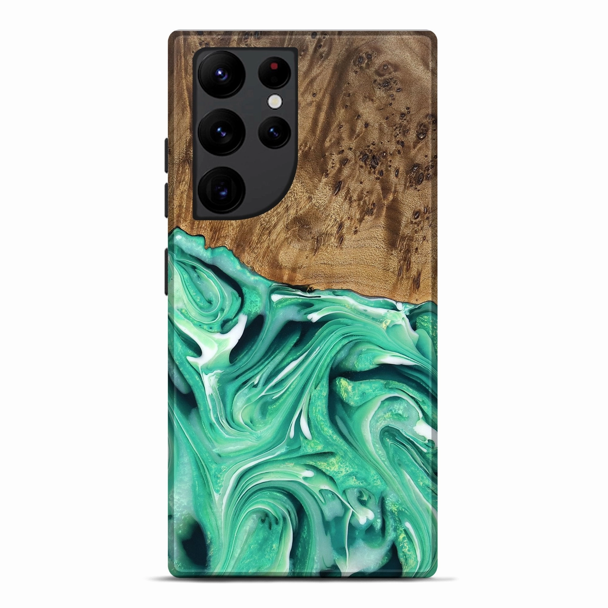Galaxy S22 Ultra Wood Live Edge Phone Case - Rafael (Green, 762316) Slim Screen Protector Fingerprint Resistant