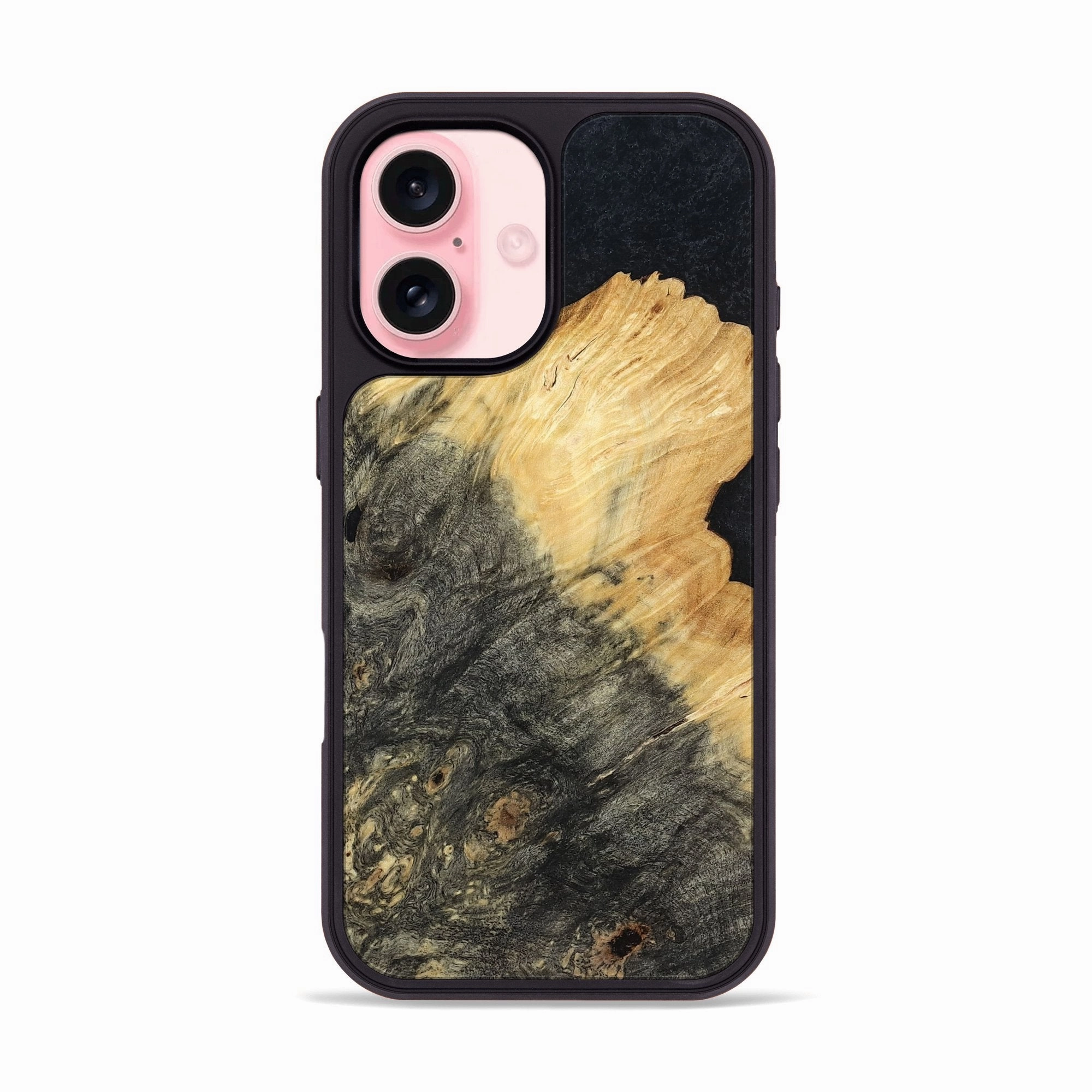 Easy Apply Anti Scratch Shield Iphone 16 Wood Phone Case - Denisha (Wood Burl, 781870)