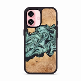 Screen Defense Iphone 16 Wood Phone Case - Krystal (Green, 774727)
