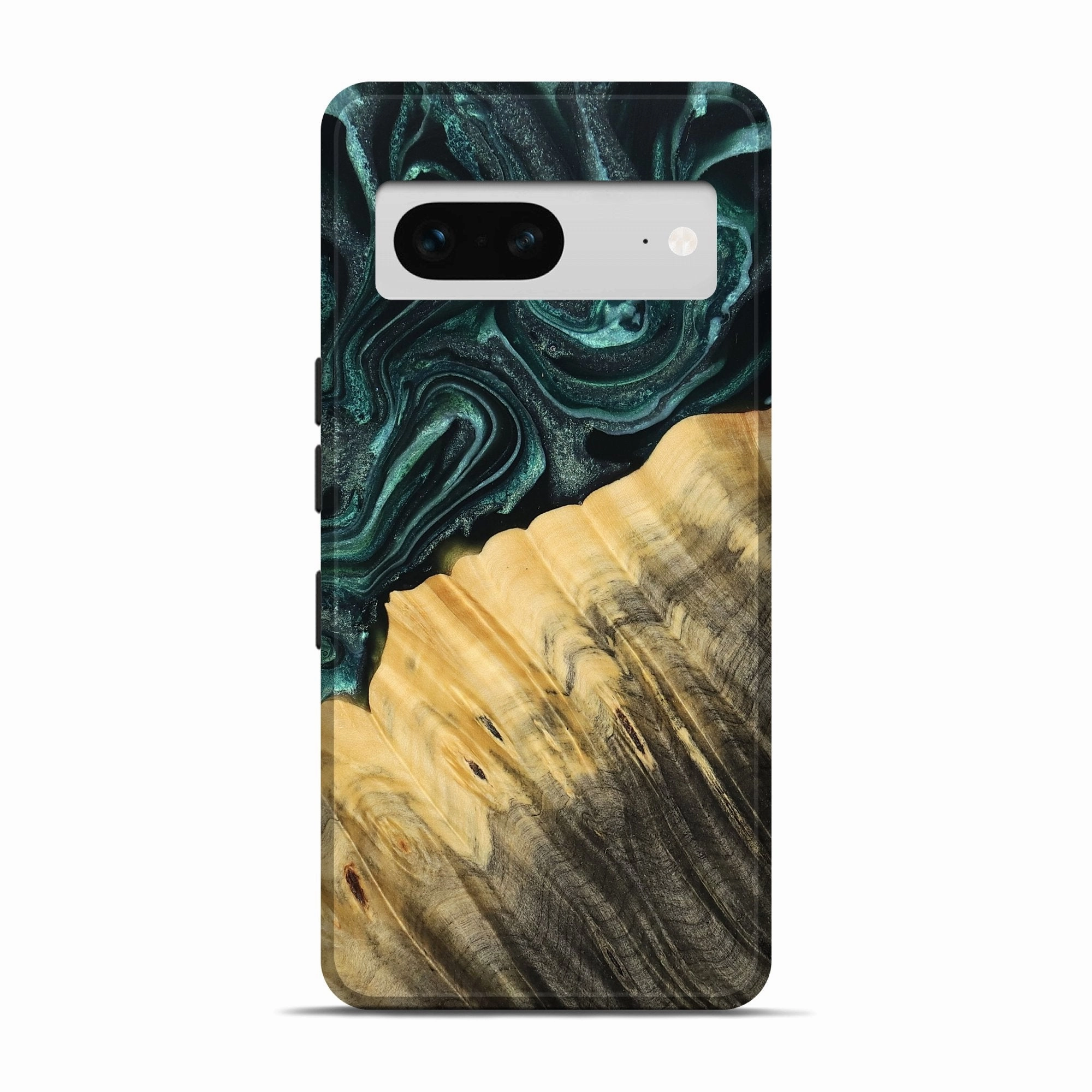 Pixel 7 Wood Live Edge Phone Case - Darby (Green, 767529) Scratch Resistant Glass High Transparency