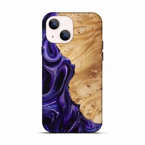 Iphone 13 Wood Live Edge Phone Case - Maxim (Purple, 777370) Bubble Resistant Film Scratch Proof Glass