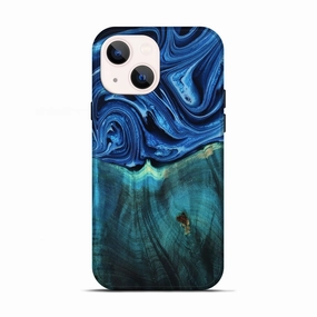 Shock Absorption Iphone 13 Wood Live Edge Phone Case - Zachery (Blue, 781462)